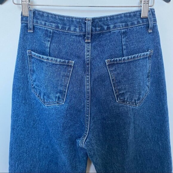 Oak + Fort Wide Leg crop Raw Hem Rigid Jeans Medium - Picture 4 of 9